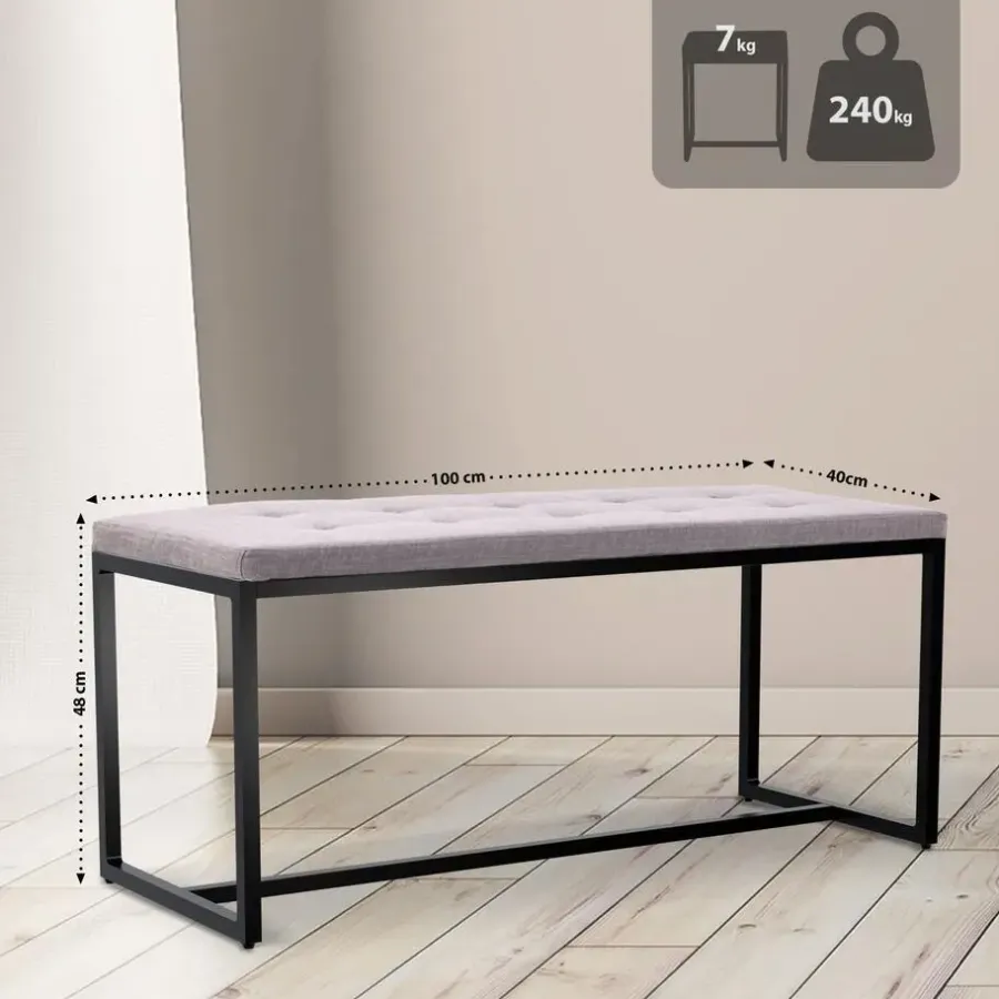Eetkamerbanken-CLP 2-zits Bankje Barci 100 cm - grijs