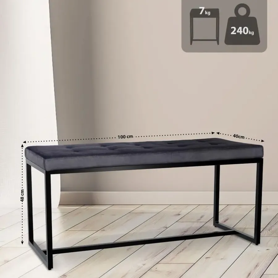 Eetkamerbanken-CLP 2-zits Bankje Barci 100 cm - zwart