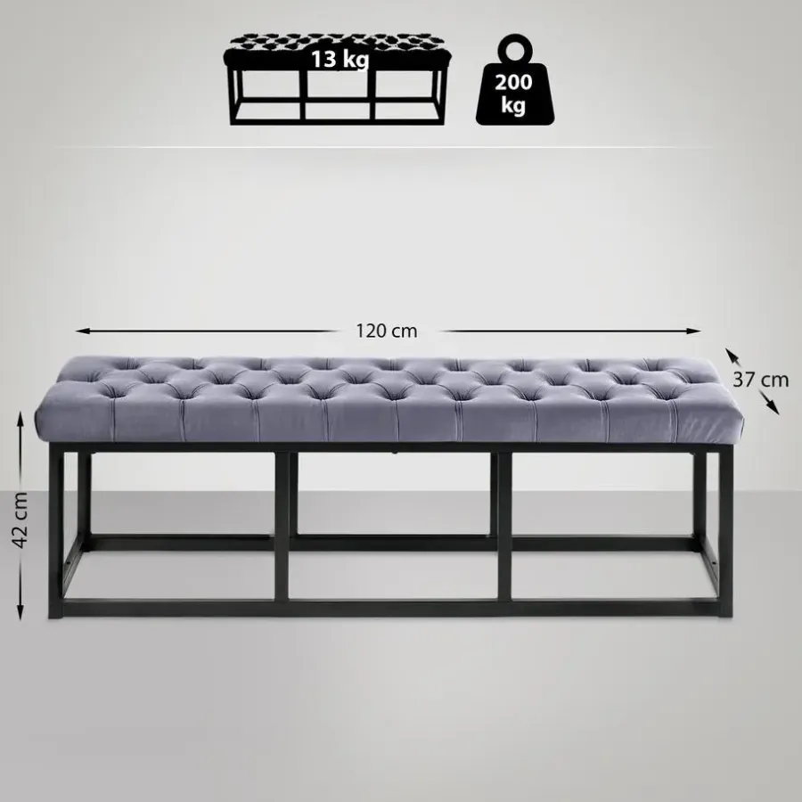 Bankjes-CLP 2-zits Bankje Polson 120 cm - grijs