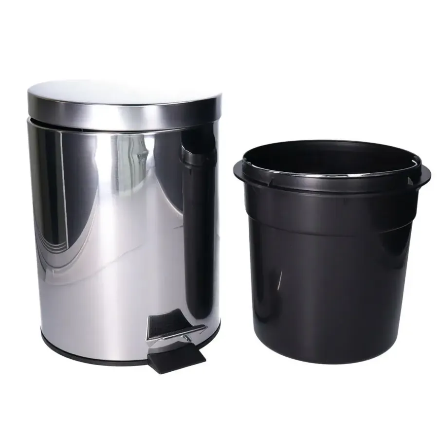 Prullenbakken-CM Pedaalemmer Shine - zilver - 5L - metaal - wc/badkamer