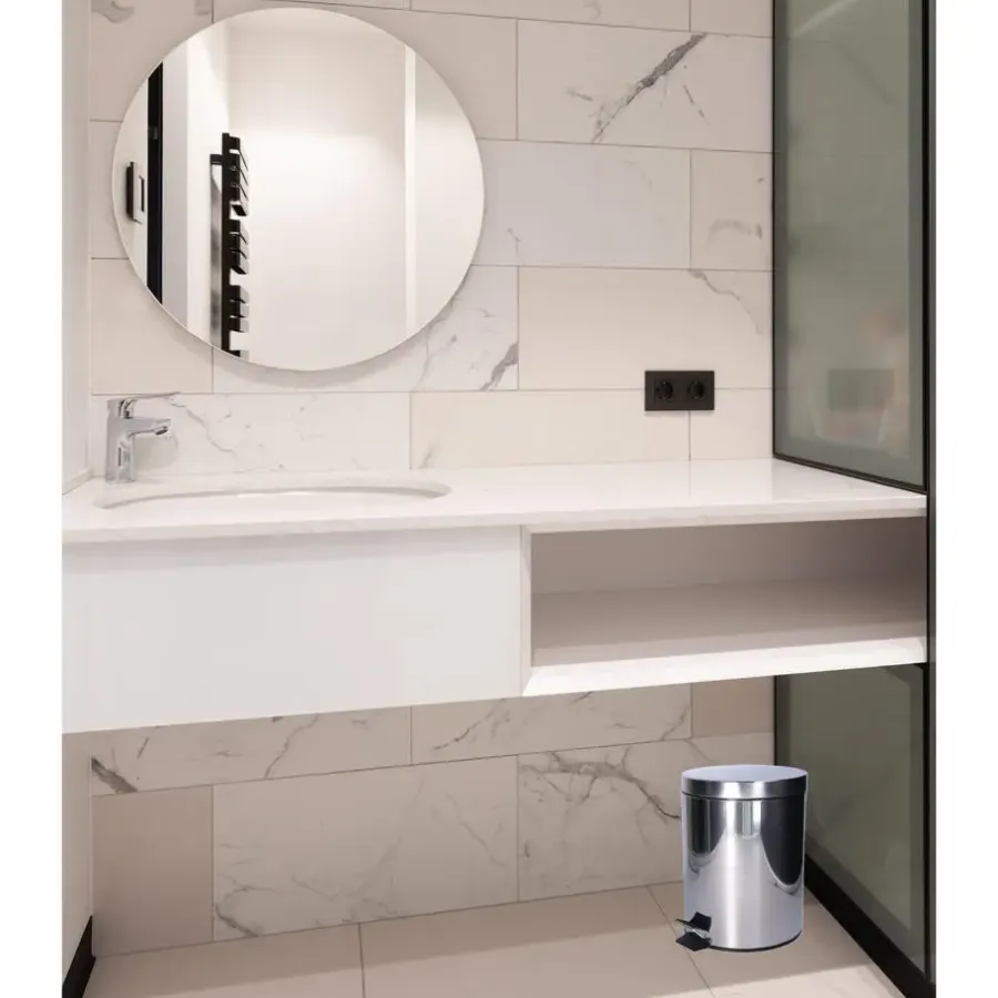 Prullenbakken-CM Pedaalemmer Shine - zilver - 5L - metaal - wc/badkamer