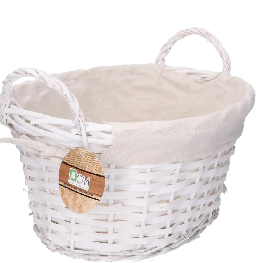 Opbergmanden-CM Rieten opbergmand - gevlochten rotan - wit - 35 x 25 x 24