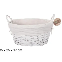 Opbergmanden-CM Rieten opbergmand - gevlochten rotan - wit - 35 x 25 x 24