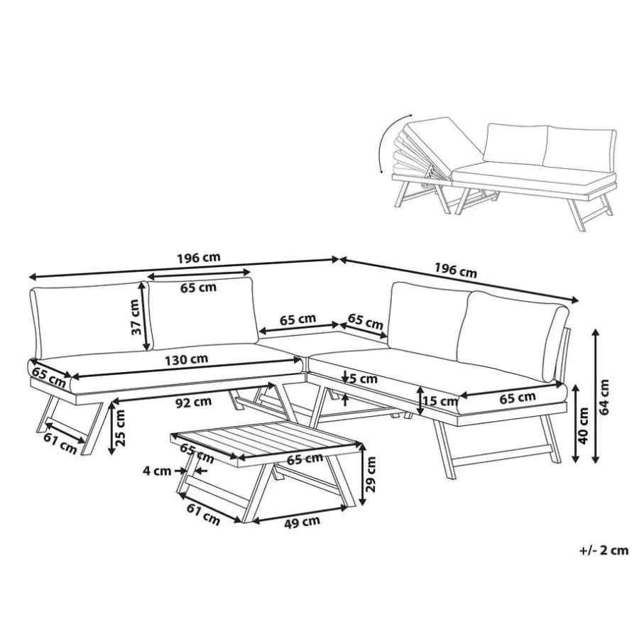 Beliani COCCORINO - Tuinset - Grijs - Aluminium