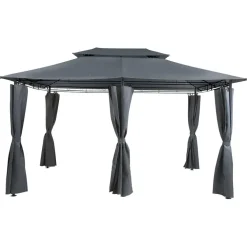 Beliani COLOS - Tuinpaviljoen - Grijs - Staal