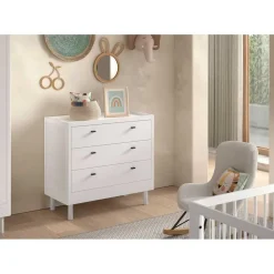 Ladekasten|Ladekasten-Vipack Commode Forrest - 3 lades - massief beukenhout - wit
