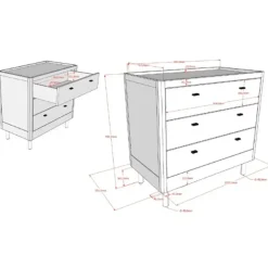 Ladekasten|Ladekasten-Vipack Commode Forrest - 3 lades - massief beukenhout - wit