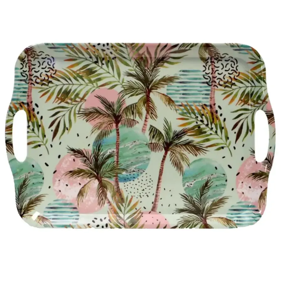 Dienbladen-Concorde Dienblad/serveer tray Tropical Holiday - roze/groen - 42 x 29 cm
