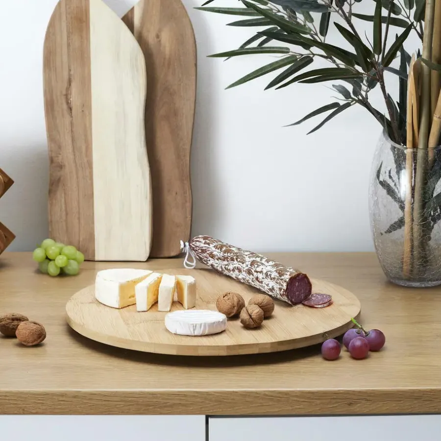 Dienbladen-Merkloos Cook Concept draaibaar serveer plateau - bamboe hout - D35 cm