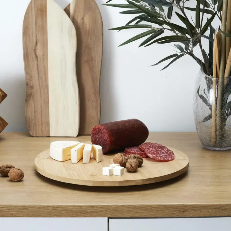 Dienbladen-Merkloos Cook Concept draaibaar serveer plateau - bamboe hout - D35 cm