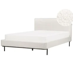 Twijfelaars-Beliani CORIO - Tweepersoonsbed - Wit - 140 x 200 cm - Bouclé