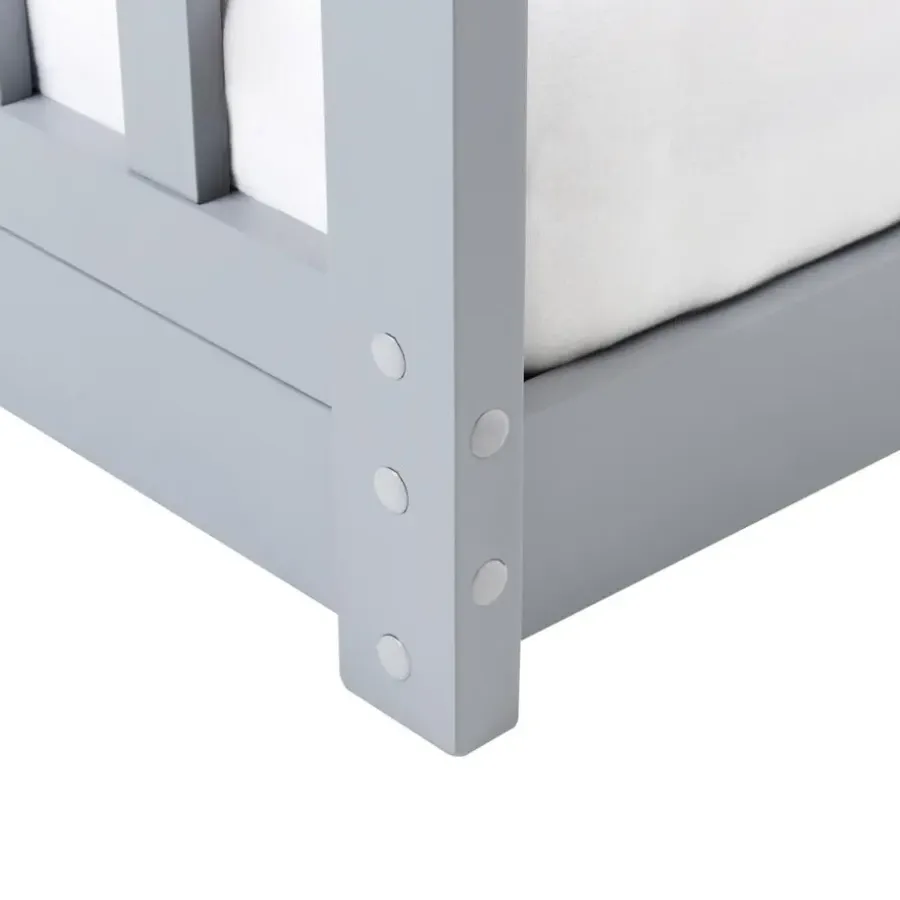 1-Persoons Bedden-Beliani COSSAYE - Kinderbed - Grijs - 90 x 200 cm - Grenenhout