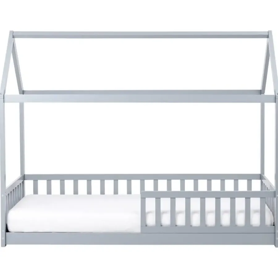1-Persoons Bedden-Beliani COSSAYE - Kinderbed - Grijs - 90 x 200 cm - Grenenhout