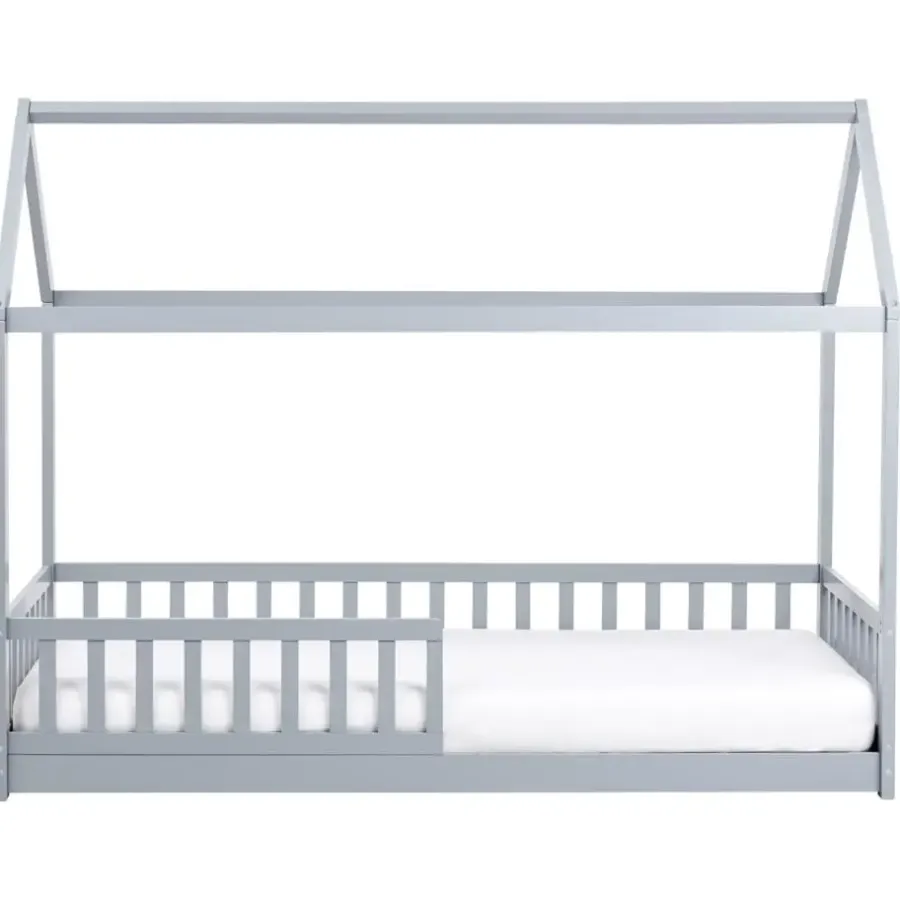 1-Persoons Bedden-Beliani COSSAYE - Kinderbed - Grijs - 90 x 200 cm - Grenenhout