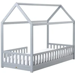 1-Persoons Bedden-Beliani COSSAYE - Kinderbed - Grijs - 90 x 200 cm - Grenenhout