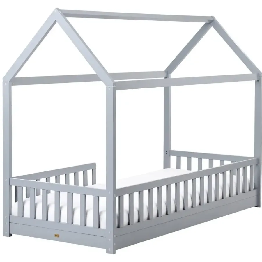 1-Persoons Bedden-Beliani COSSAYE - Kinderbed - Grijs - 90 x 200 cm - Grenenhout