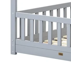 1-Persoons Bedden-Beliani COSSAYE - Kinderbed - Grijs - 90 x 200 cm - Grenenhout