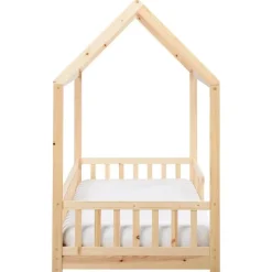 1-Persoons Bedden-Beliani COSSAYE - Kinderbed - Lichtbruin - 90 x 200 cm - Grenenhout