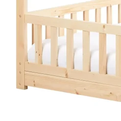 1-Persoons Bedden-Beliani COSSAYE - Kinderbed - Lichtbruin - 90 x 200 cm - Grenenhout