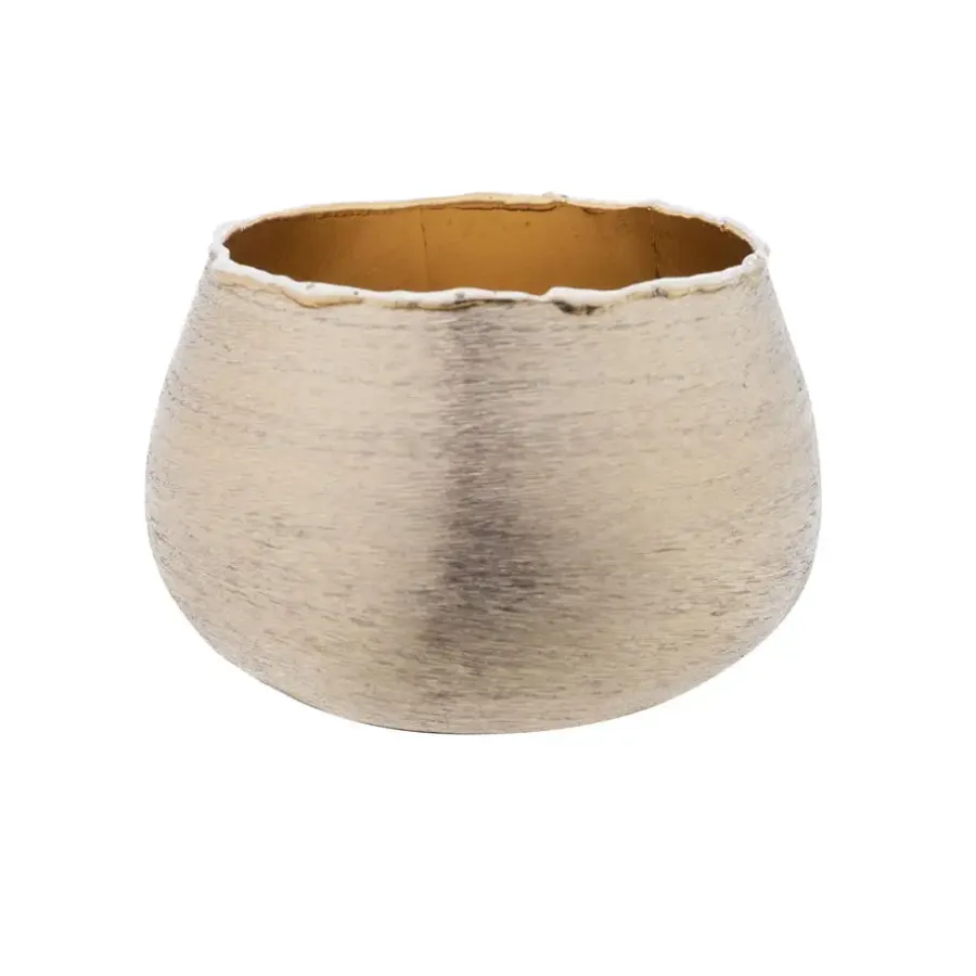 Cosy @ Home Waxinelichthouder - goudkleurig - aluminium - 10 cm