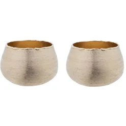 Cosy @ Home Waxinelichthouder - goudkleurig - aluminium - 10 cm