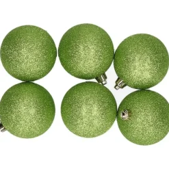 Kerstballen|Kerstdecoratie-Cosy & Trendy Kerstballen - 6x st - appel groen - glitters - 8 cm