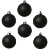 Cosy & Trendy Kerstballen - 6x st - zwart - glitters - 6 cm