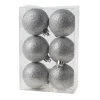 Kerstballen-Cosy & Trendy Kerstballen - 6x st - zilver - glitters - 6 cm