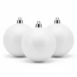 Cosy & Trendy Kerstballen - 6x st - wit - glitters - 8 cm
