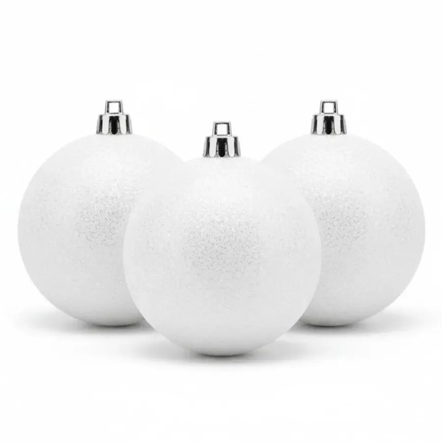 Cosy & Trendy Kerstballen - 6x st - wit - glitters - 8 cm