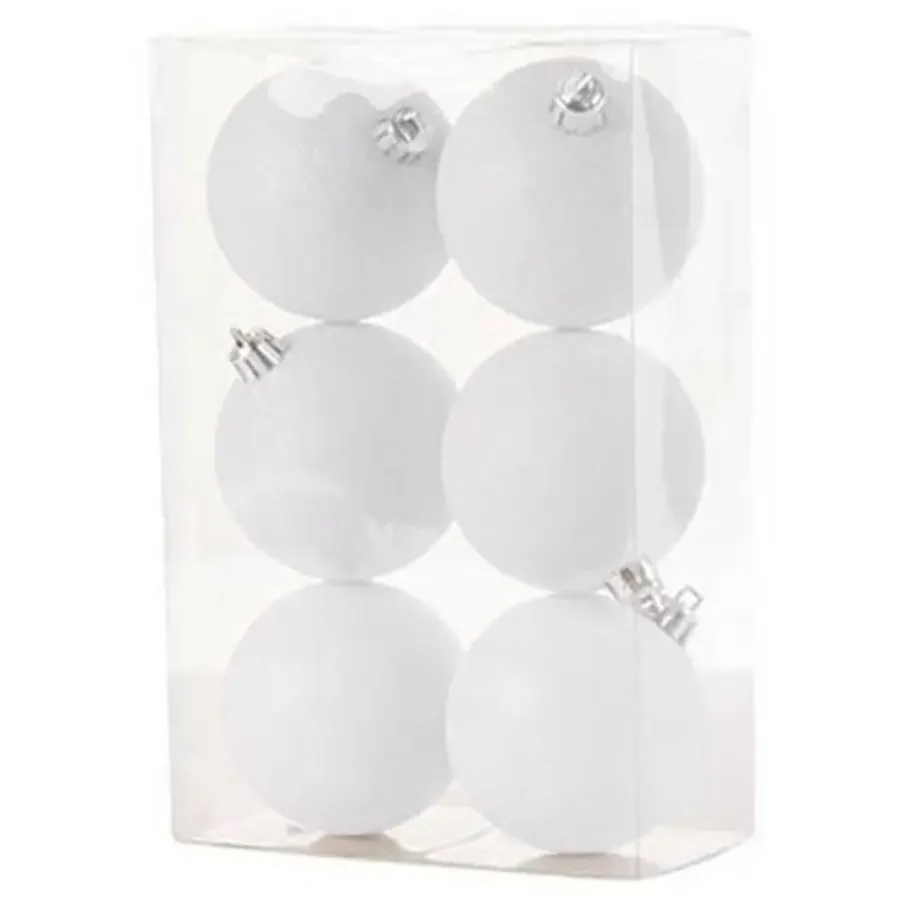 Cosy & Trendy Kerstballen - 6x st - wit - glitters - 8 cm