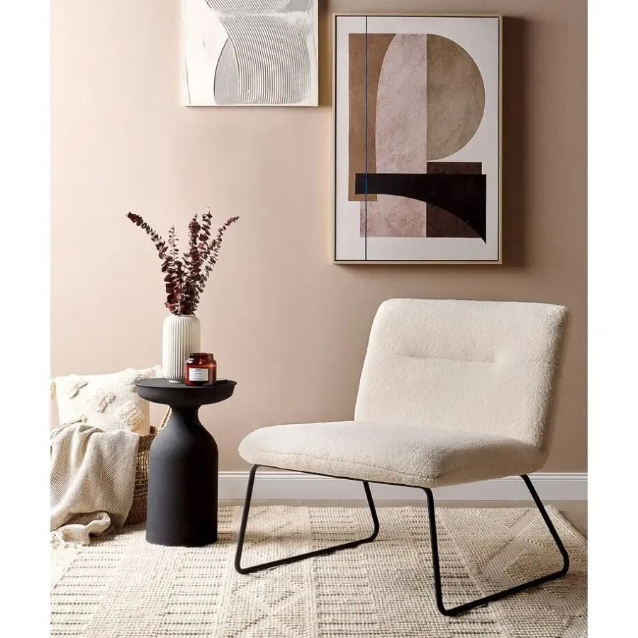 Beliani COTULLA - Fauteuil - Wit - Bouclé