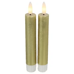 Kaarsen-Countryfield Led kaarsen/dinerkaarsen - 2x stuks - goud - 15 cm