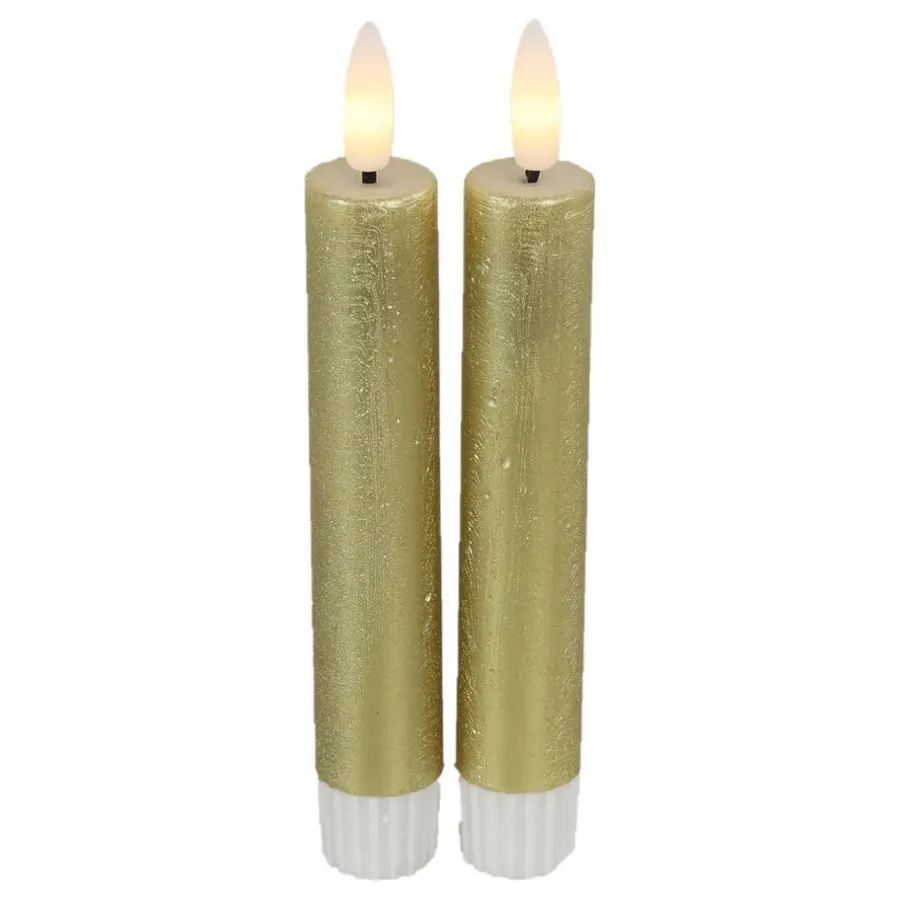 Kaarsen-Countryfield Led kaarsen/dinerkaarsen - 2x stuks - goud - 15 cm