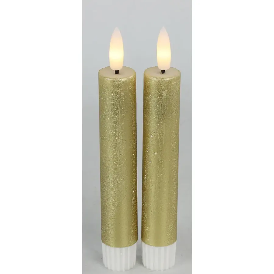 Kaarsen-Countryfield Led kaarsen/dinerkaarsen - 2x stuks - goud - 15 cm
