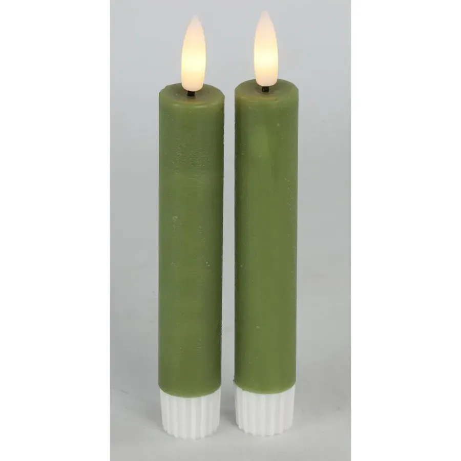 Kaarsen-Countryfield Led kaarsen/dinerkaarsen - 2x stuks - groen - 15 cm