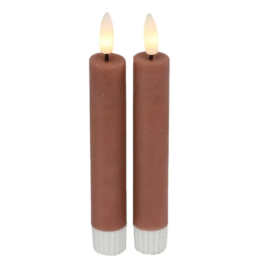 Kaarsen-Countryfield Led kaarsen/dinerkaarsen - 2x - roze - 15 cm