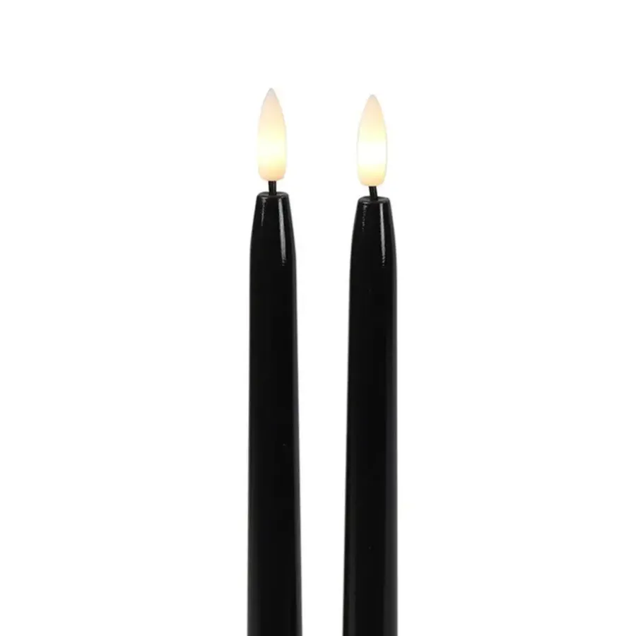 Kaarsen-Countryfield Led kaarsen/dinerkaarsen - 2x - zwart - 38 cm