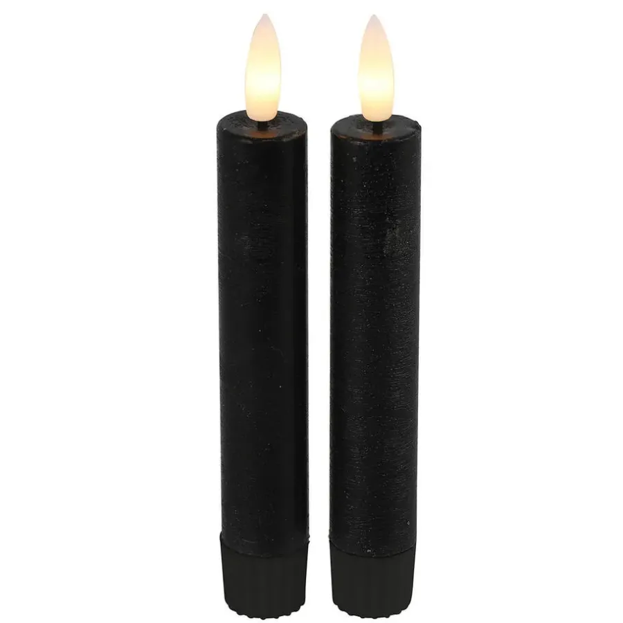 Kaarsen-Countryfield Led kaarsen/dinerkaarsen - 2x stuks - zwart - 15 cm