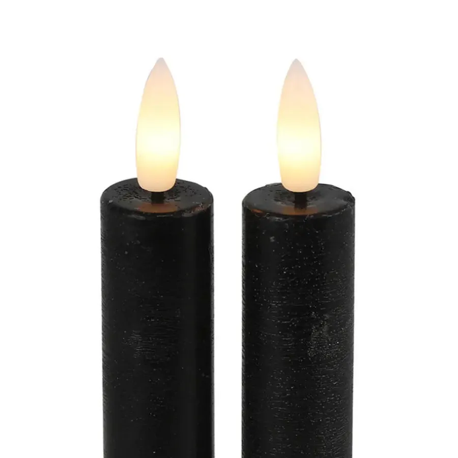 Kaarsen-Countryfield Led kaarsen/dinerkaarsen - 2x stuks - zwart - 15 cm