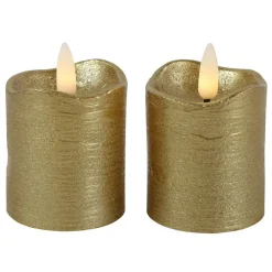 Kaarsen-Countryfield LED kaarsen/stompkaarsen - 2x st - goud - H7,2 cm