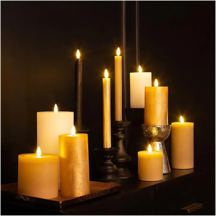 Kaarsen-Countryfield LED kaars/stompkaars - beige - D7,5 x H8 cm - timer