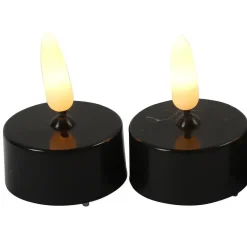 Kaarsen-Countryfield LED waxinelichtjes - 2x stuks - zwart - warm wit