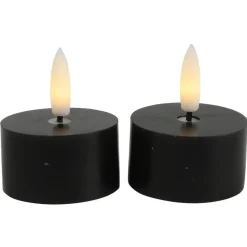 Kaarsen-Countryfield LED waxinelichtjes - 2x - zwart - D4 x H5,2 cm