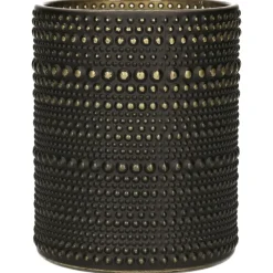 Countryfield theelichthouder/kaarsenhouder - zwart/goud - H12 cm