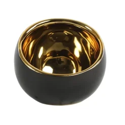 Kandelaars En Windlichten-Countryfield theelichthouder/kaarsenhouder - zwart/goud - H9 cm