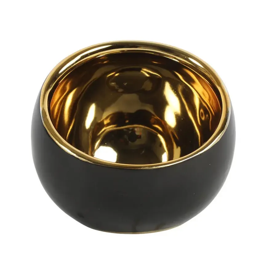 Kandelaars En Windlichten-Countryfield theelichthouder/kaarsenhouder - zwart/goud - H9 cm