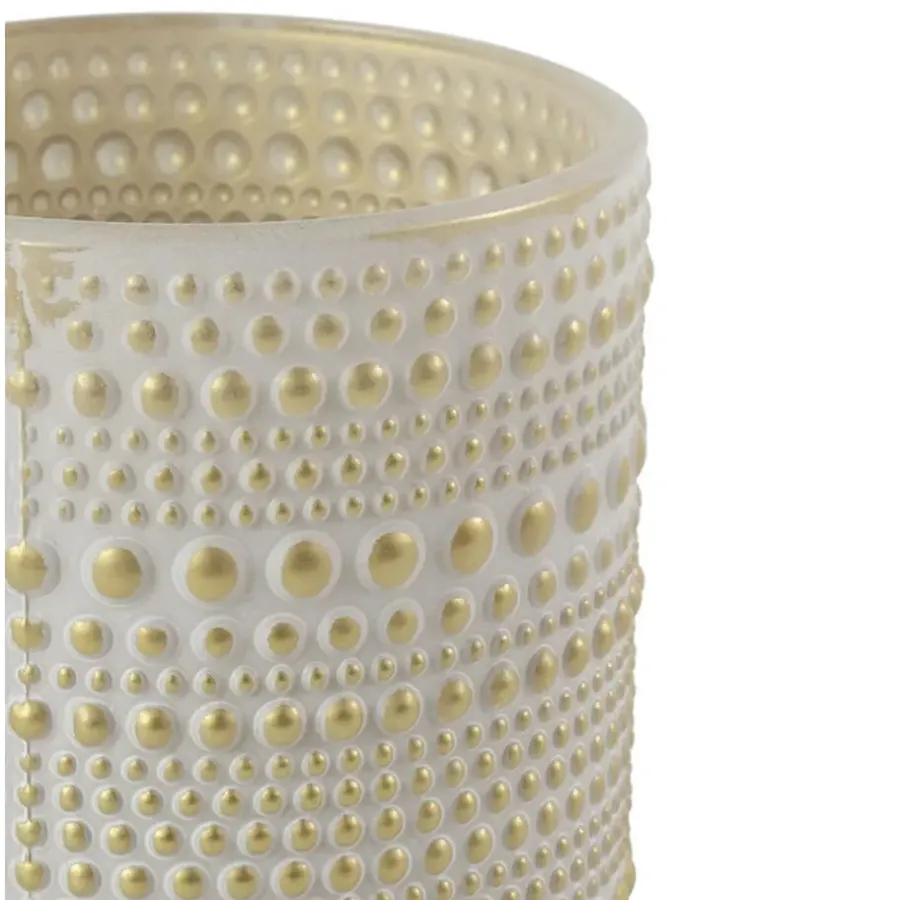 Kandelaars En Windlichten-Countryfield theelichthouder/kaarsenhouder - creme /goud - H10 cm