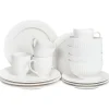 Leen Bakker COWSLIP - Servies set van 16 - Wit - Porselein