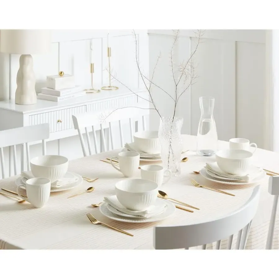 Leen Bakker COWSLIP - Servies set van 16 - Wit - Porselein